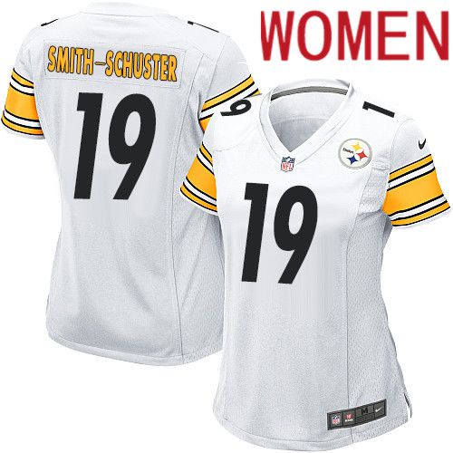 Women Pittsburgh Steelers #19 JuJu Smith-Schuster Nike White Game NFL Jersey